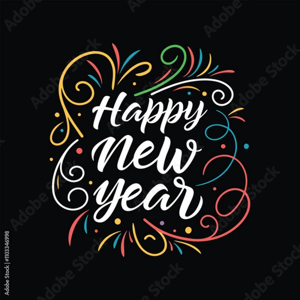 Fototapeta Happy New Year Abstract typography design for T Shirt, Holiday greeting card. new year vector illustration 