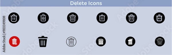 Obraz Delete icon set. delete button trash remove cancel undo throw remove editable stroke line icon collection.