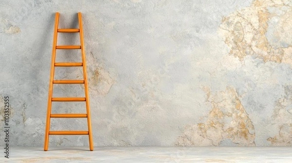 Fototapeta a photostock of a minimalist ladder leaning against a neutral wall, representing opportunity 2025
