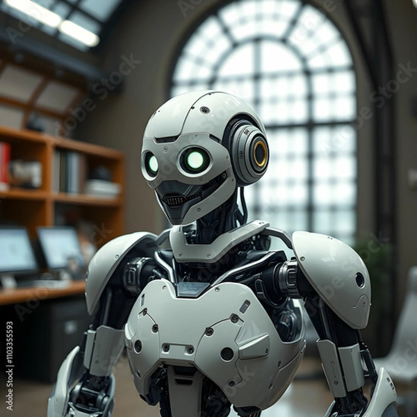 Fototapeta Anthropomorphic robot indoors