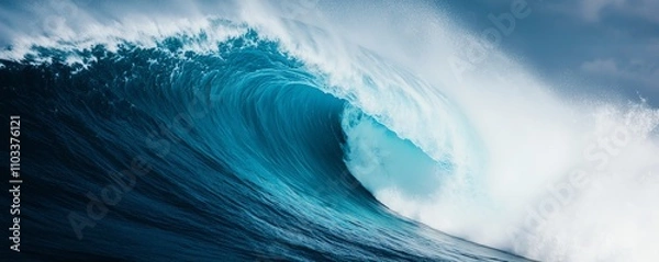 Fototapeta Majestic ocean wave crashing.