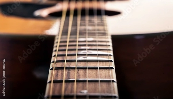 Fototapeta Close up detail of a guitar strings, musical instrument. 