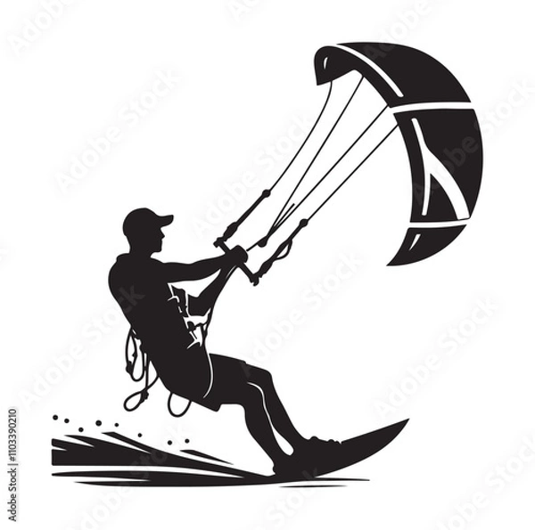 Obraz kitesurfing silhouette illustration vector