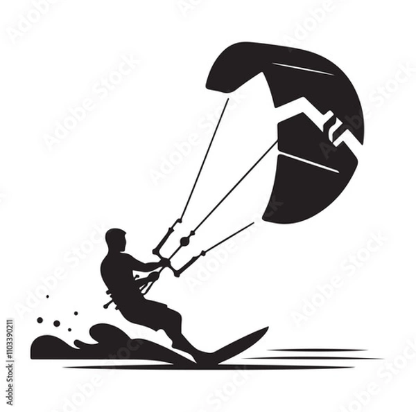 Obraz kitesurfing silhouette illustration vector