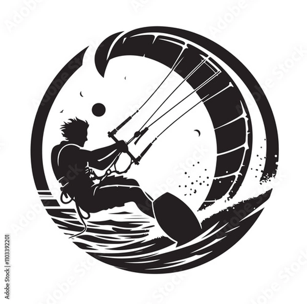 Obraz kitesurfing silhouette illustration vector