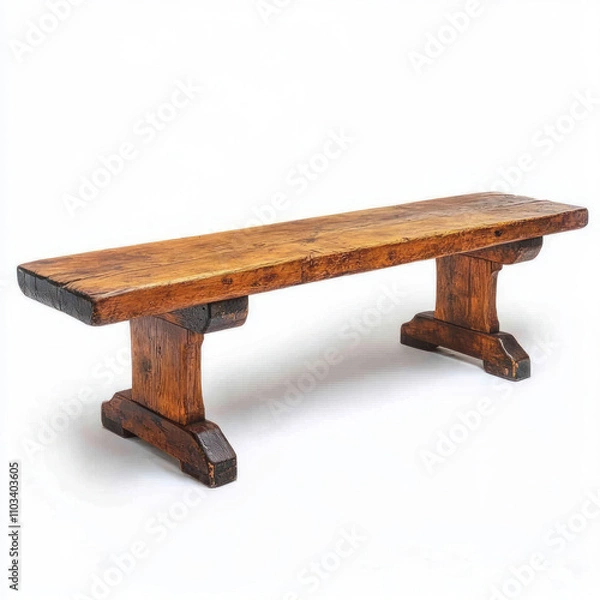 Fototapeta Rustic wooden bench isolated on white background