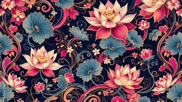 Obraz Lotus Blossoms Elegance texture thai silk