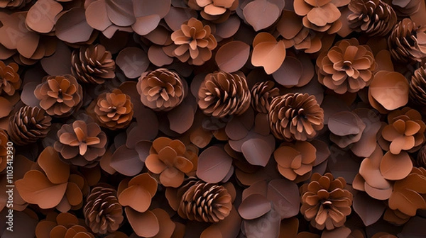 Fototapeta Natural elements in a decorative arrangement home studio digital art warm tones aesthetic viewpoint inspired by nature