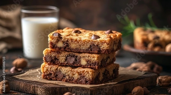 Obraz Brookies served with a glass of milk