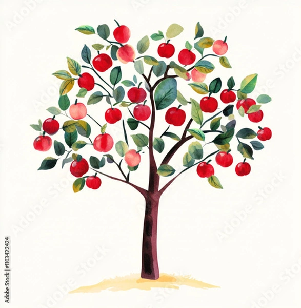 Obraz flat design water color apple tree