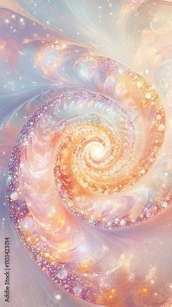 Fototapeta A spiral of light and color with a bright orange center