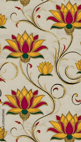 Obraz Lotus Blossoms Elegance texture thai silk