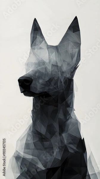 Obraz Ethereal Canine Apparition   Captivating Geometric Abstract Composition