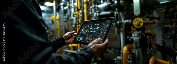 Fototapeta Transforming Rig Operations: Managing Gas and Oil Rigs Remotely with Tablet Interface