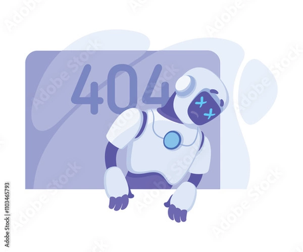 Obraz Robot Character Has Error as Smart Android Assistant Machine Vector Illustration