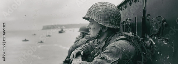 Fototapeta Streamlined Troop Landings: Allies' Efficient D-Day Deployment in Normandy