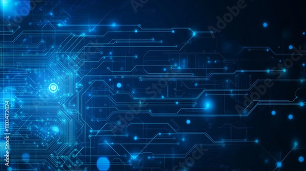 Fototapeta AI chip background on technology blue background. Circuit board. Ai Tech bg. Semiconductor or CPU processor. Artificial intelligence concept. Abstract digital vector illustration. Big data. 