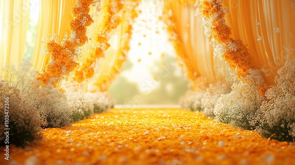 Obraz indian wedding background, empty area, yellow theme, plain 