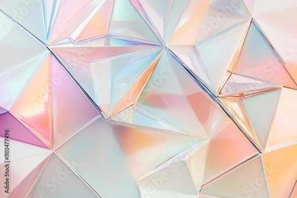 Fototapeta A colorful, abstract background with triangles and a white background