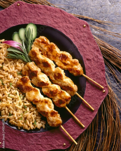 Obraz chicken satay and rice 
