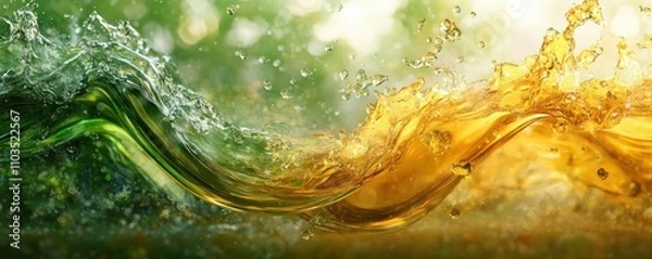 Fototapeta Mixed-material art depicting the innovative transformation of crude oil into sustainable biofuel within a modern industrial setting This visually stunning image showcases the dynamic process