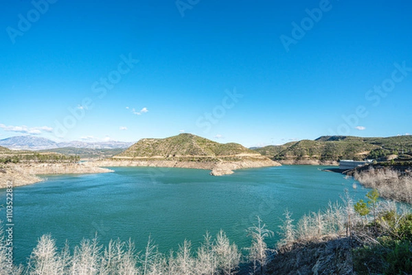 Fototapeta The scenic view of Naras Dam near Manavgat which is known for hiking, trekking and camping in Antalya