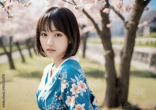 Fototapeta アルゴリズムの彩 -Algorithm Irodori- 「AIが描く美の世界：未来の日本人美女たち」