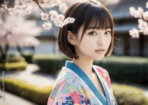 Fototapeta アルゴリズムの彩 -Algorithm Irodori- 「AIが描く美の世界：未来の日本人美女たち」