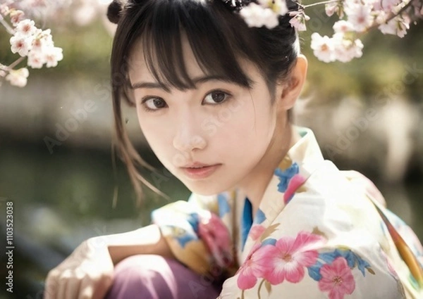 Fototapeta アルゴリズムの彩 -Algorithm Irodori- 「AIが描く美の世界：未来の日本人美女たち」