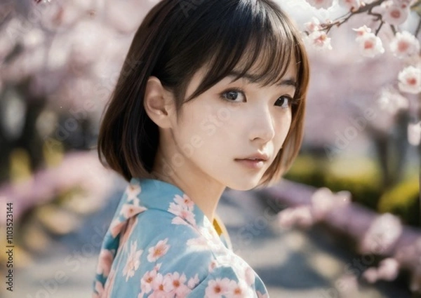 Fototapeta アルゴリズムの彩 -Algorithm Irodori- 「AIが描く美の世界：未来の日本人美女たち」