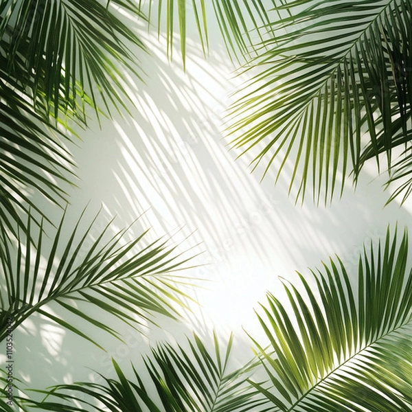Fototapeta background, background for text or product, product, design and graphics.exotic plants, palm trees on a light background.