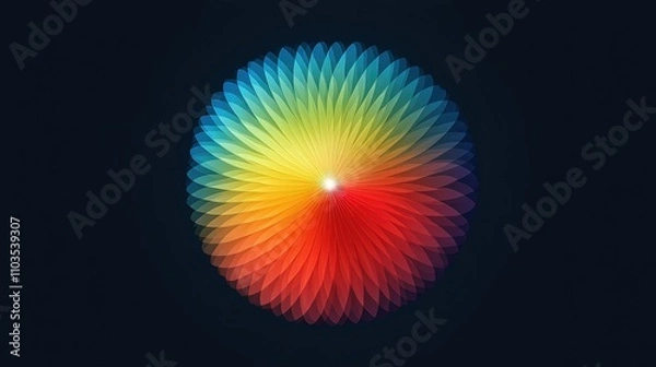 Obraz Rainbow Gradient Flower on Dark Background - Minimalist Vector Design