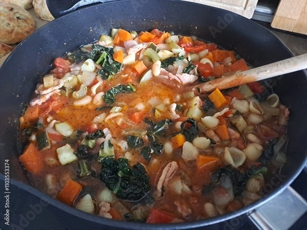 Obraz Minestrone on stove