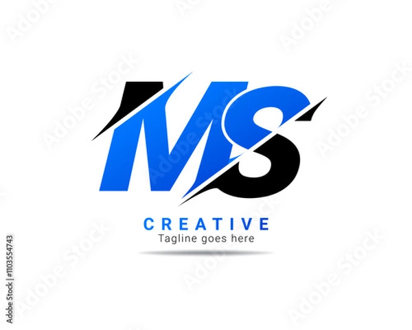 Fototapeta Letter MS logo design. Creative Modern M S Letters icon vector