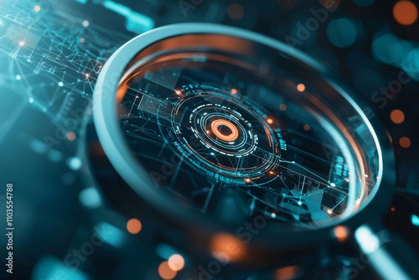 Fototapeta Ai-generated inspection of advanced technology digital environment abstract visual analysis futuristic viewpoint conceptual exploration