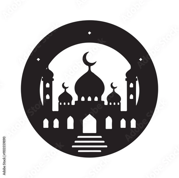 Obraz A beautiful mosque silhouette vector illustration