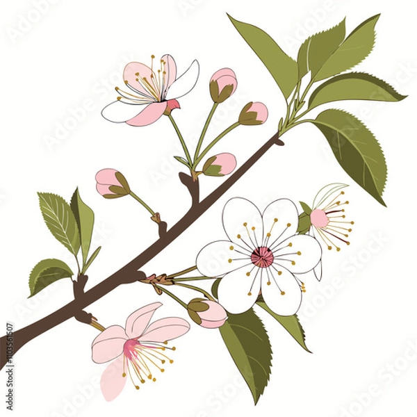 Obraz Realistic Sakura Branch