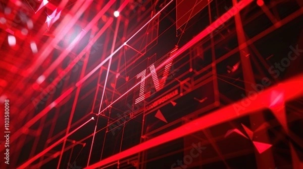 Obraz Annual meeting background technology lines red technology kv sign in wall