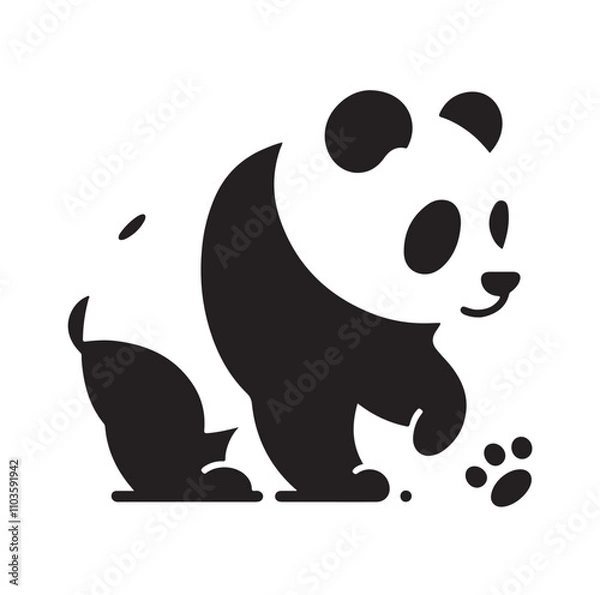 Obraz panda silhouette vector illustration 