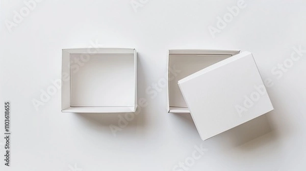 Obraz Two White Cardboard Boxes on a White Background