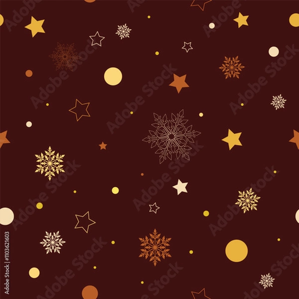 Fototapeta Christmas Snowflake Card Seamless Pattern