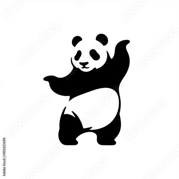 Fototapeta cute panda bear dancing happy fun
