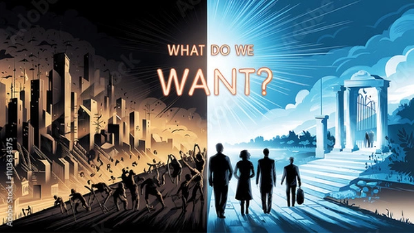 Fototapeta different of past present and future peace apocalypse and fortune