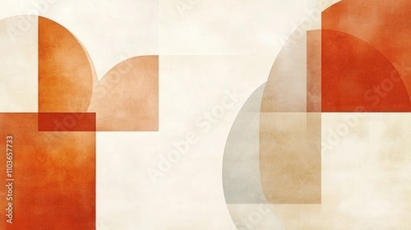 Fototapeta Minimalist abstract background with soft geometric shapes in warm earth tones and soft textures, created digitally for a calming aesthetic.