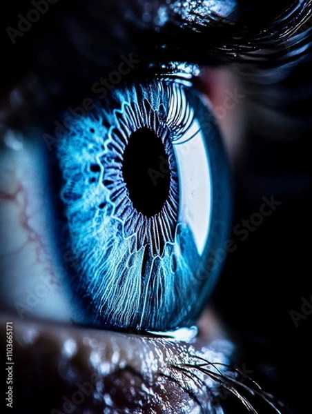 Obraz Iris scanning in a futuristic security setup, close-up on eye with digital details