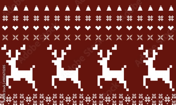 Obraz Seamless knitted christmas red and green pattern