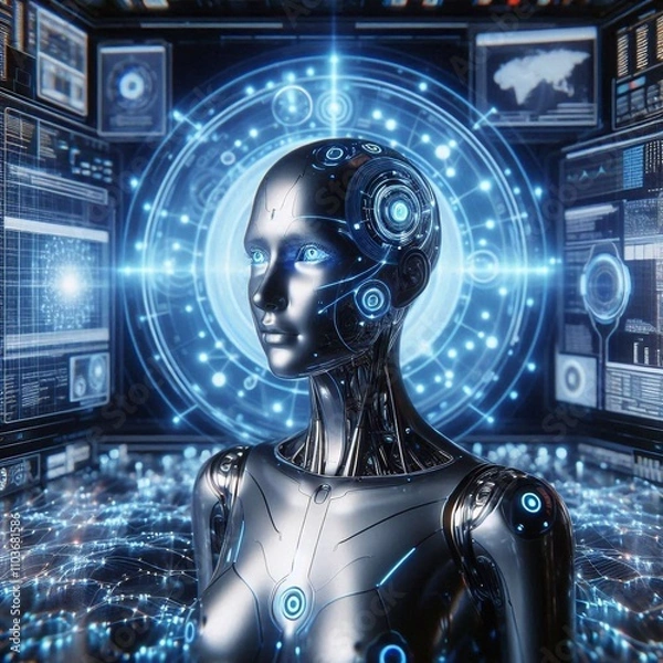 Fototapeta The Future of AI: A Technological Symphony in Color