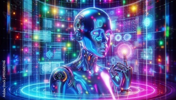 Fototapeta The Future of AI: A Technological Symphony in Color