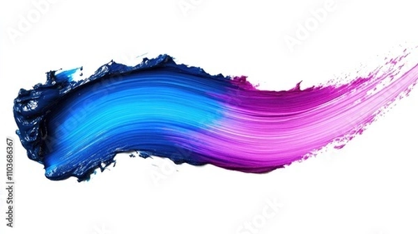 Obraz Vibrant makeup swatch showcasing seamless brush strokes transitioning from deep blue to striking pink and purple hues on a clean background.