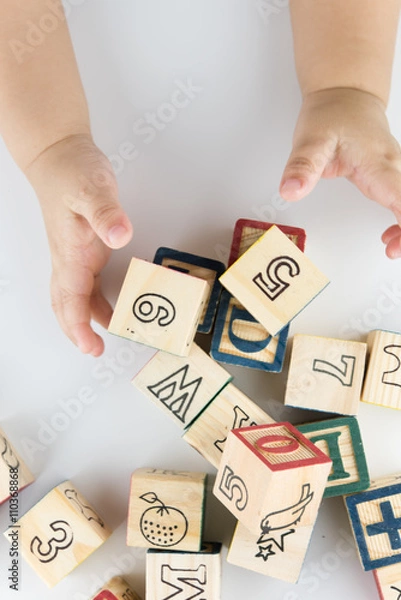 Obraz Playing with block toys